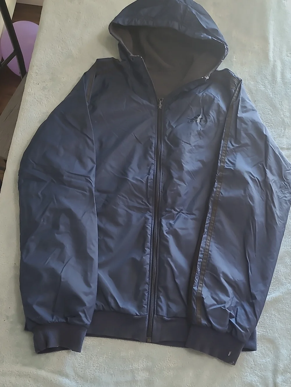 Men's Adidas Reversible Hooded Jacket - Lightweight Zip-Up